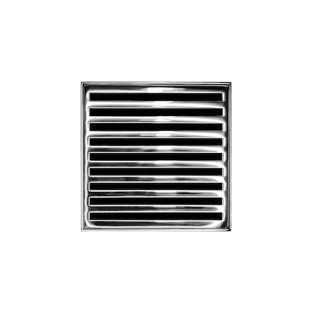 Infinity Drain 4"x4"Strainer W/ Lines Pattern DecPlate and 2"Throat-PS for ND 4 N_4_PS